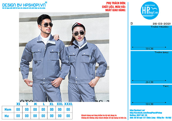 Thiết kế áo đồng phục bảo hộ lao động - Đồng Phục HP - Công Ty TNHH Sản Xuất Đồng Phục Phương Hoa